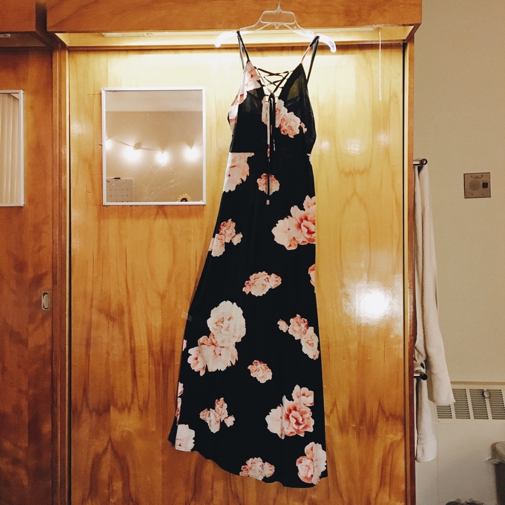 Maxi Black Floral Dress