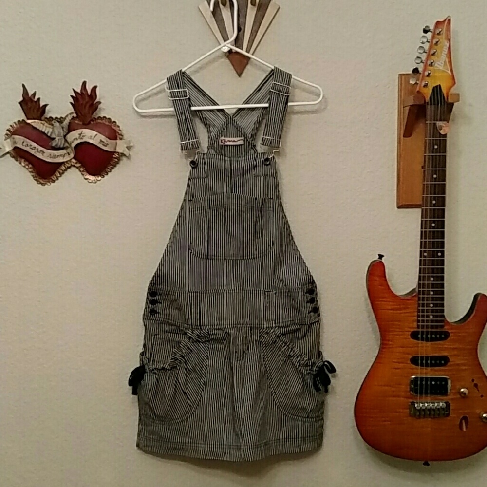 Stripped overall dress