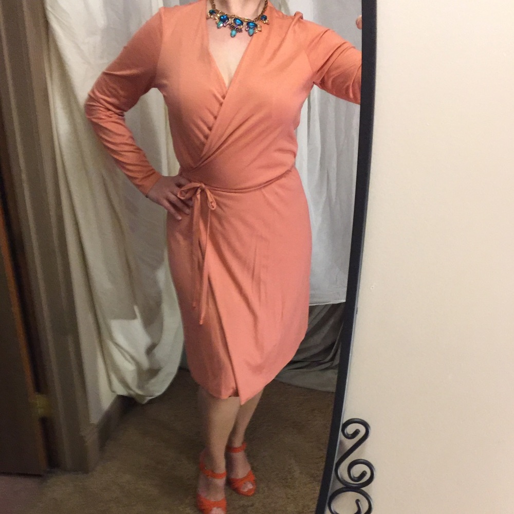 DvF  Terrazzo silk wrap dress in Sorbet.