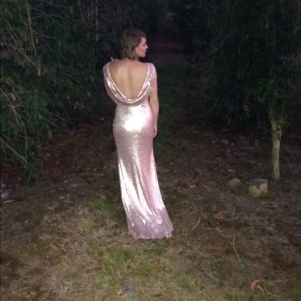 Pink Champagne sequined mermaid shape gown