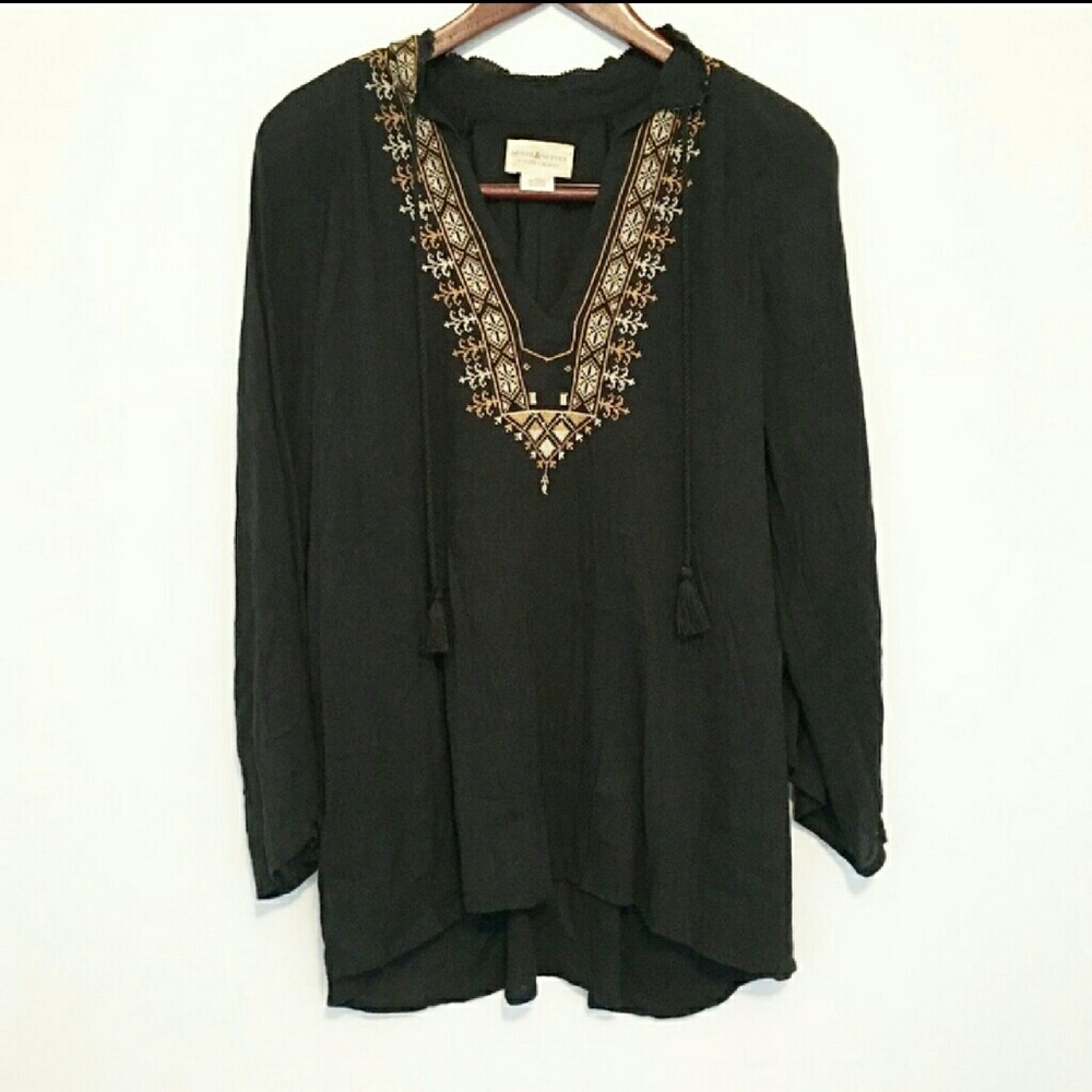 Flowy front-tie cotton blouse