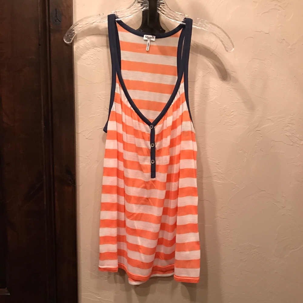 Splendid Orange & White tank top
