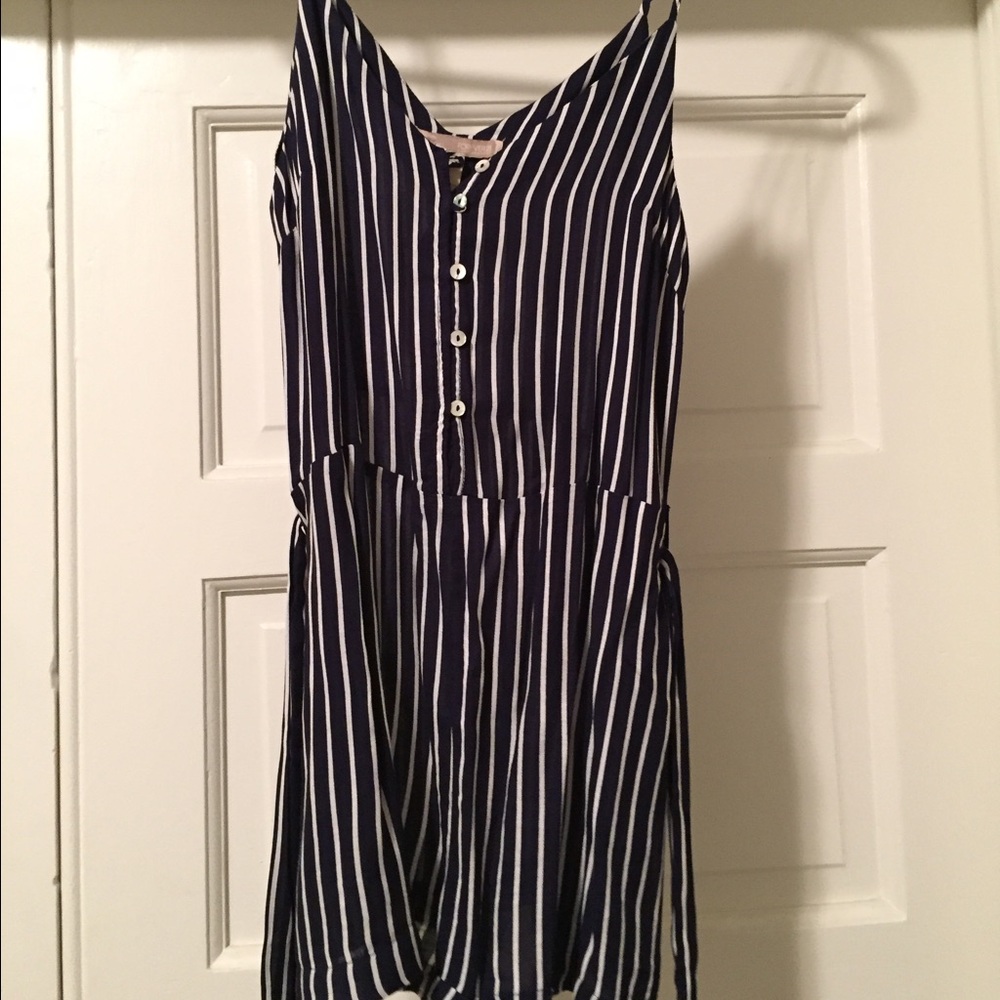 Forever 21 blue and white stripes romper size s
