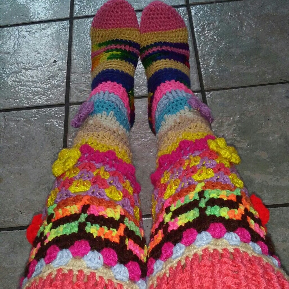 Knee high crocheted socks