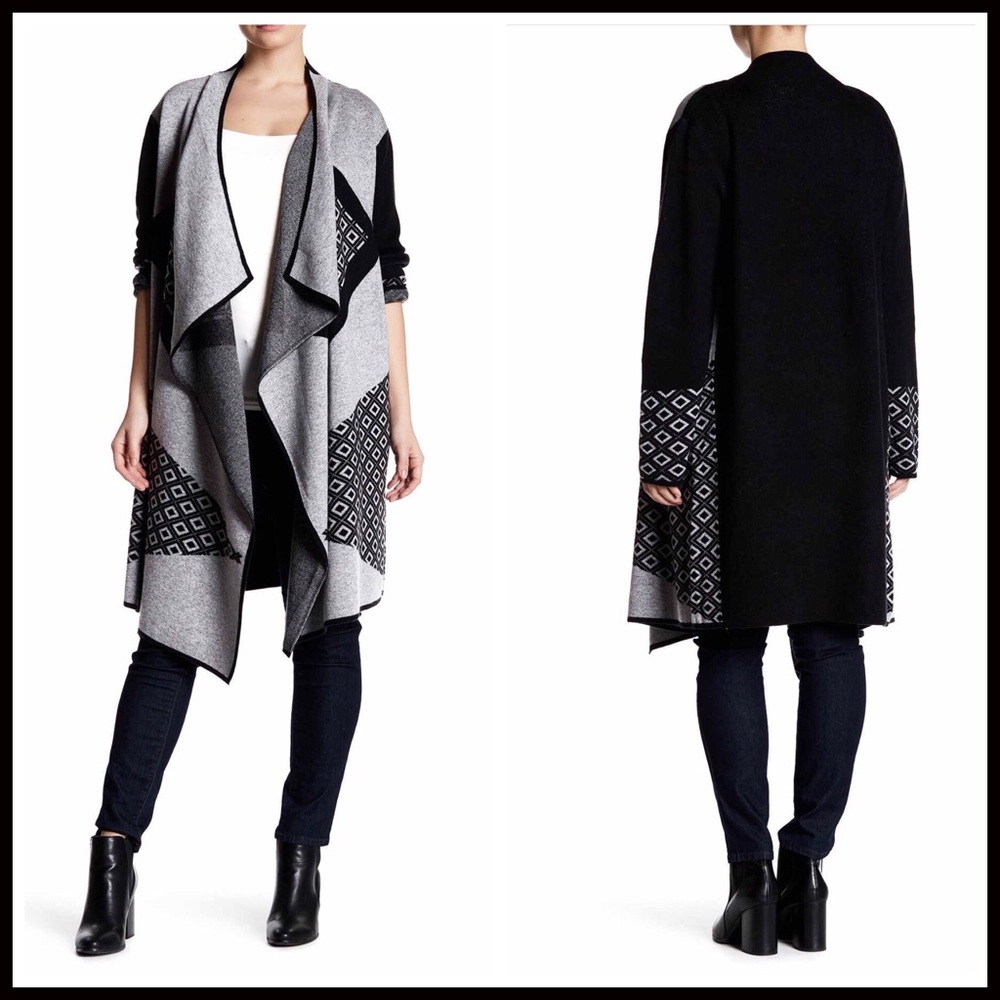 LUX KNIT LONG SHAWL DRAPED CARDIGAN A2C - Picture 2 of 8