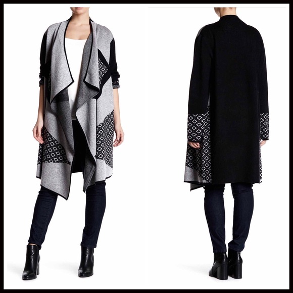 LUX KNIT LONG SHAWL DRAPED CARDIGAN A2C - Picture 2 of 8