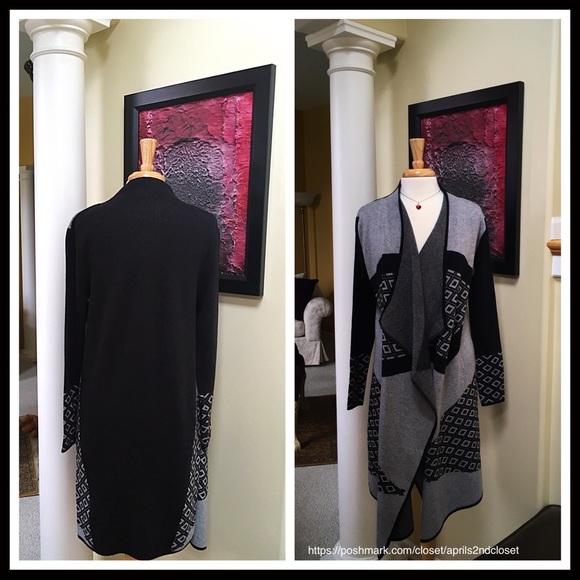 LUX KNIT LONG SHAWL DRAPED CARDIGAN A2C - Picture 4 of 8