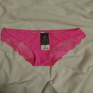 Hot pink lace back bikini panties Large