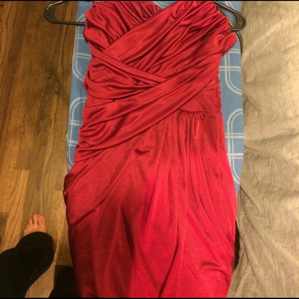 Red silky express tube dress