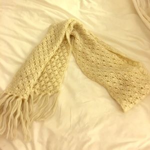 Cream colored knit scarf