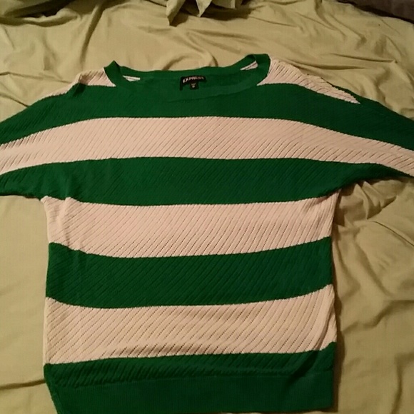 Green and white striped express Dolman sweater - Picture 1 of 3