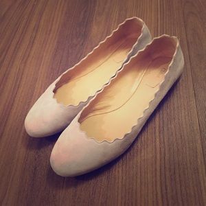 Chloe Suede grey Scallop ballerina flat sz38