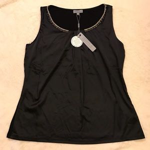 NWT Joseph A Silk Blend Collar Embellished Tank