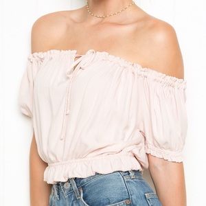 Brandy Melville light pink off the shoulder top