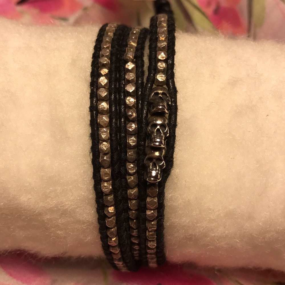Chan Luu 3 Wrap Skulls Bracelet