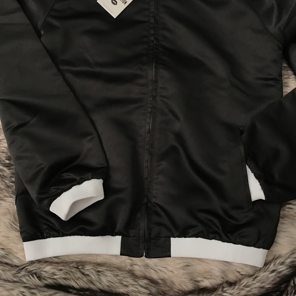 Black + White “Babe” Embroidered Bomber Jacket - Picture 5 of 6