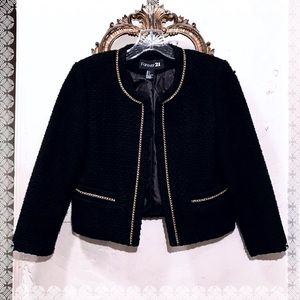 Black & Gold Cropped Boucle Jacket (S)