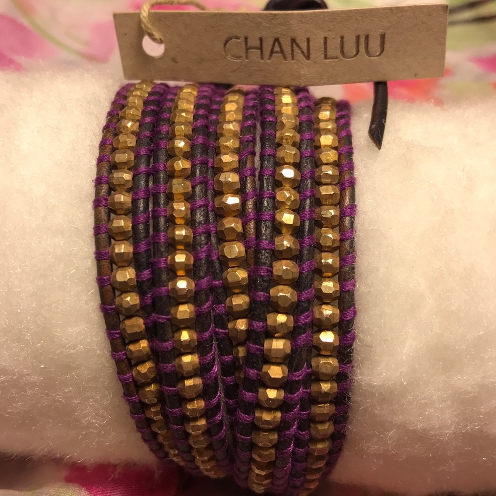 Purple Chan Luu beaded wrap with gold plated