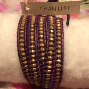 Purple Chan Luu beaded wrap with gold plated