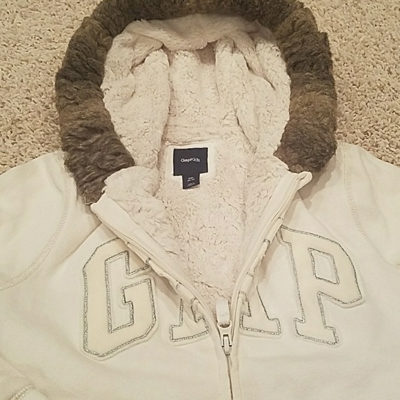 Gap Kids Girl Ivory Hoodie with fur.XXL (14-16) - Picture 3 of 6