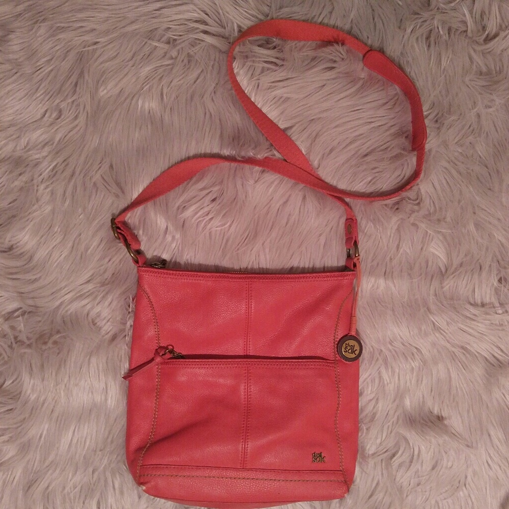 The Sak Orange Leather Crossbody Purse