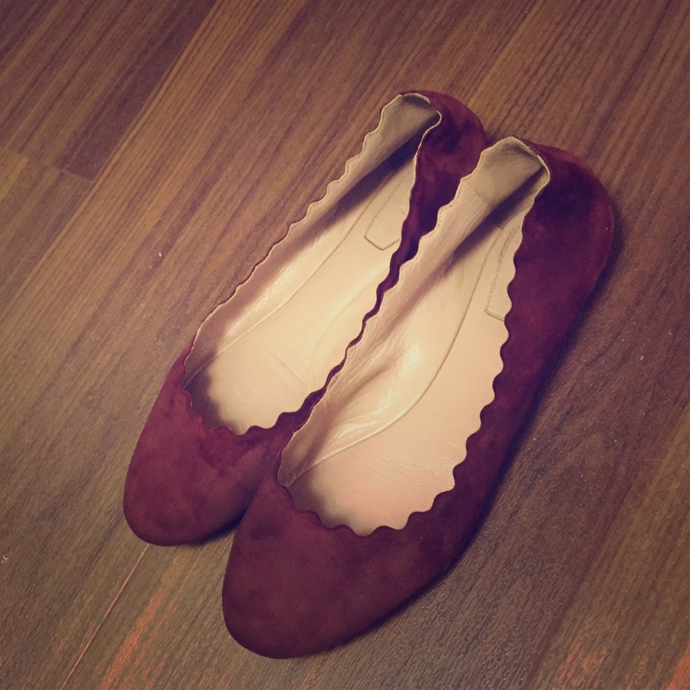 Chloe wine scallop ballerina flats size 38