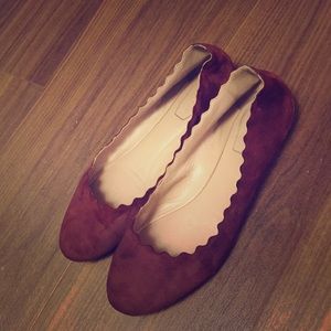 Chloe wine scallop ballerina flats size 38