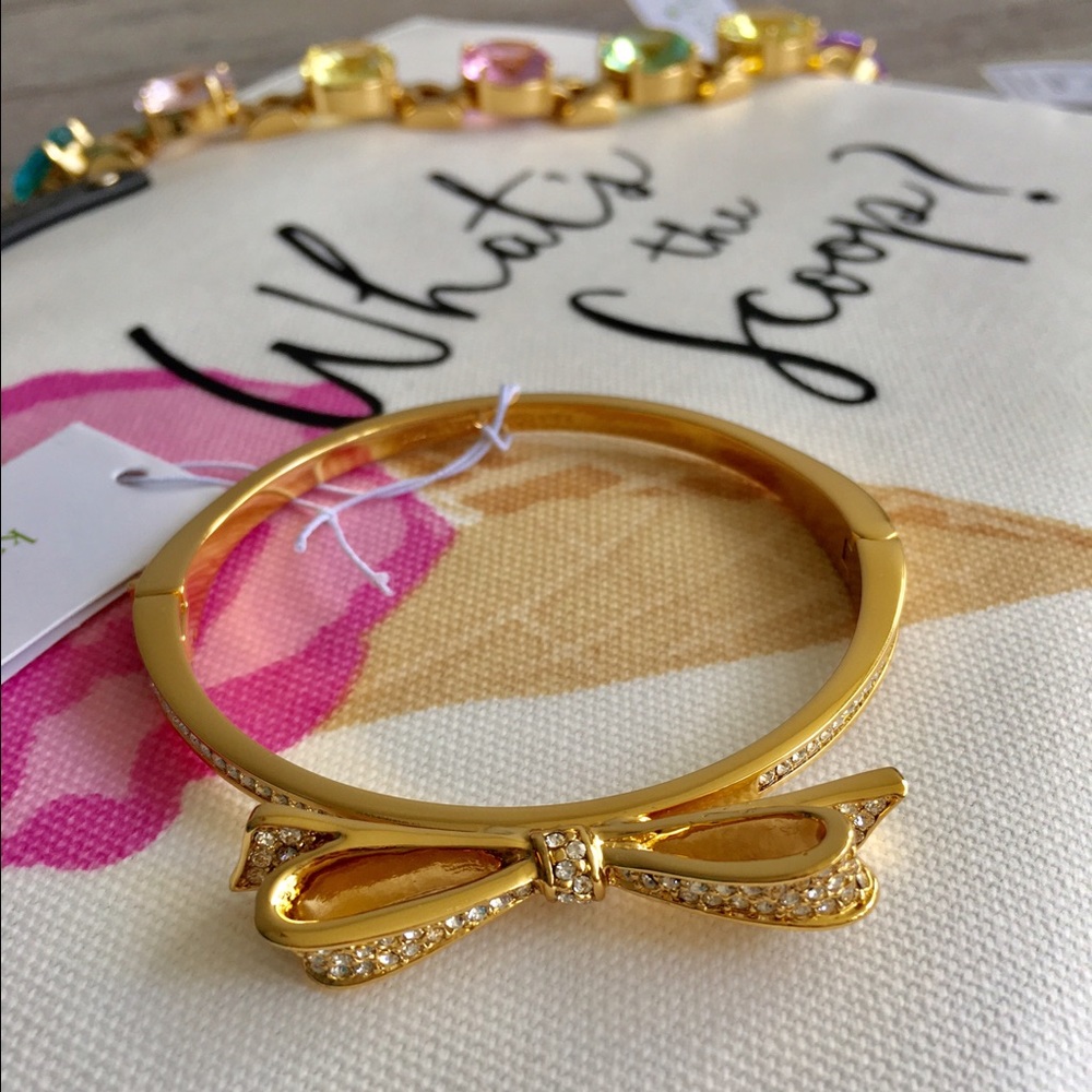 LAST ONE NWT Kate Spade ♠️ Bow Rhinestone Bangle - Picture 2 of 3