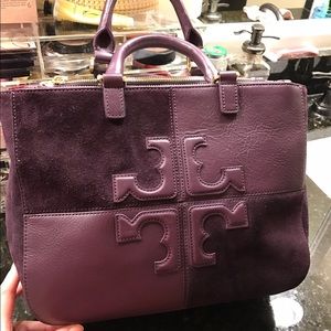 Tory Burch deep purple leather tote