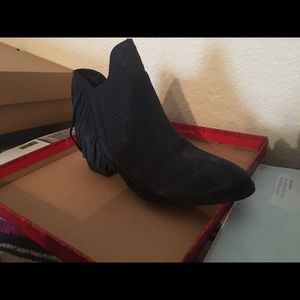 Blue leather suede boots