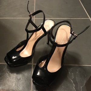 Peep toe black heels