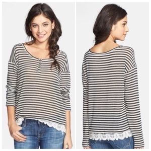Ten Sixty Sherman Lace Trim Stripe Henley