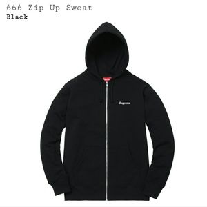 Rare Supreme 666 Zip Up Sweatshirt/Black