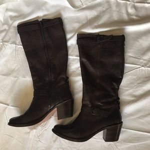 Brown Leather Frye Boots w/ Buckle