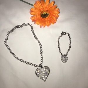 Heart necklace with matching bracelet