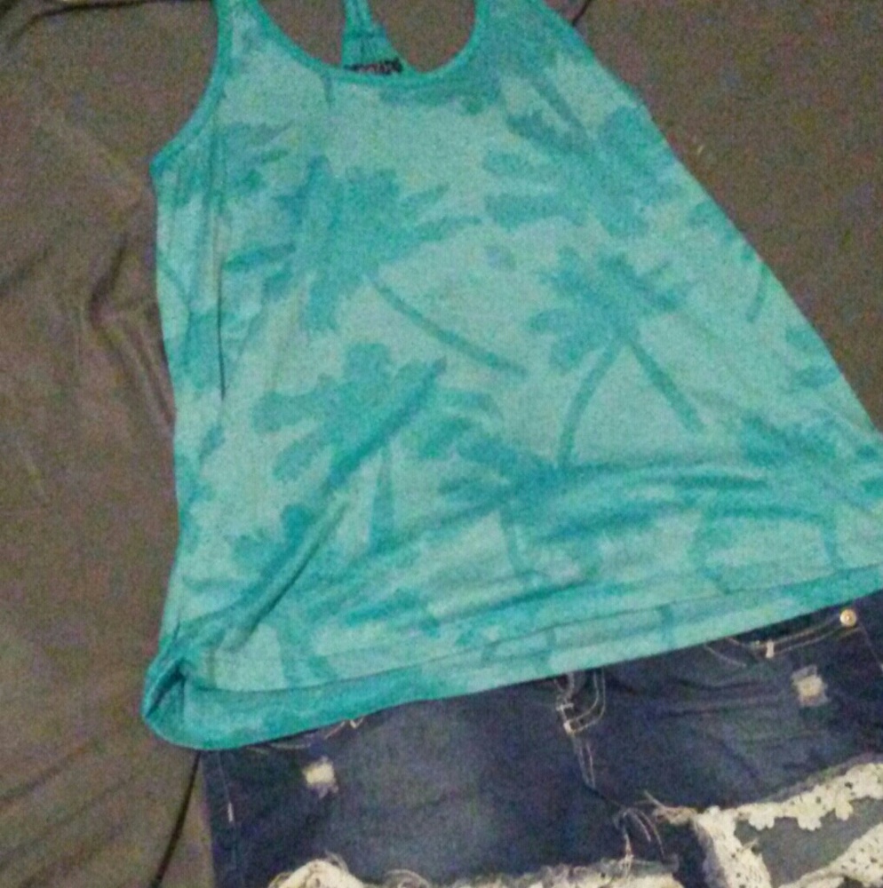 Blue Palm Tree Racer Back - Picture 2 of 3