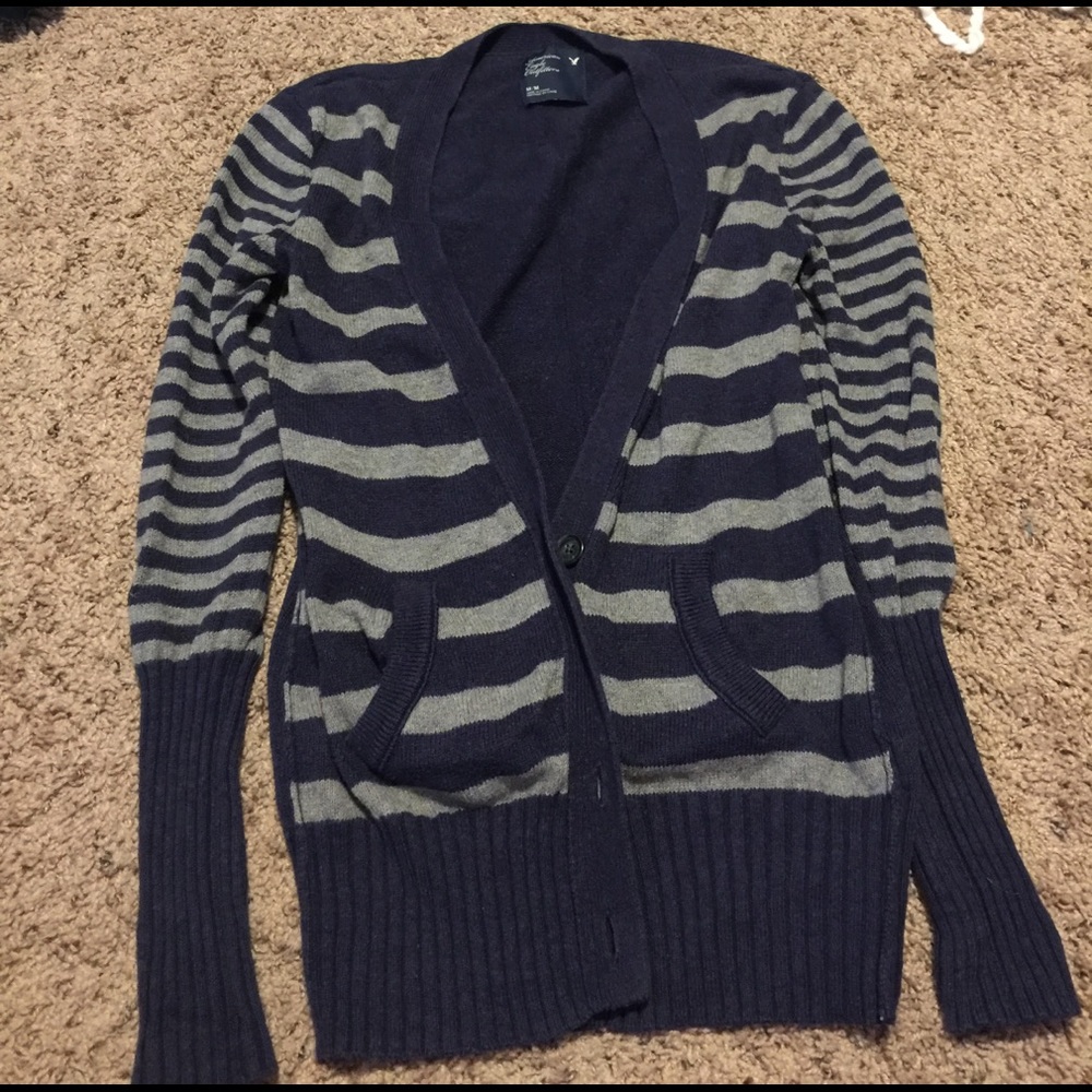 American eagle longline striped cardigan