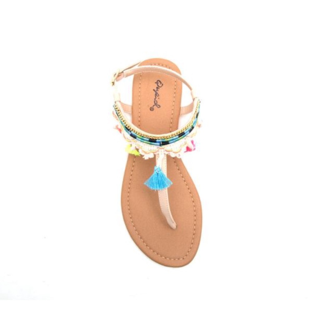 1 Left!!! NWT. Colored fringe tan sandals - Picture 8 of 8