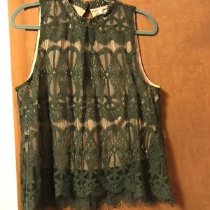 NEW-olive lace top. Size XL