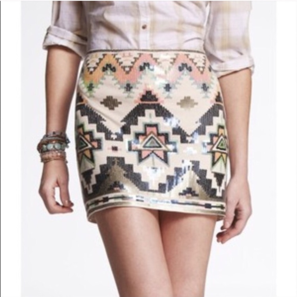Aztec sequin mini skirt