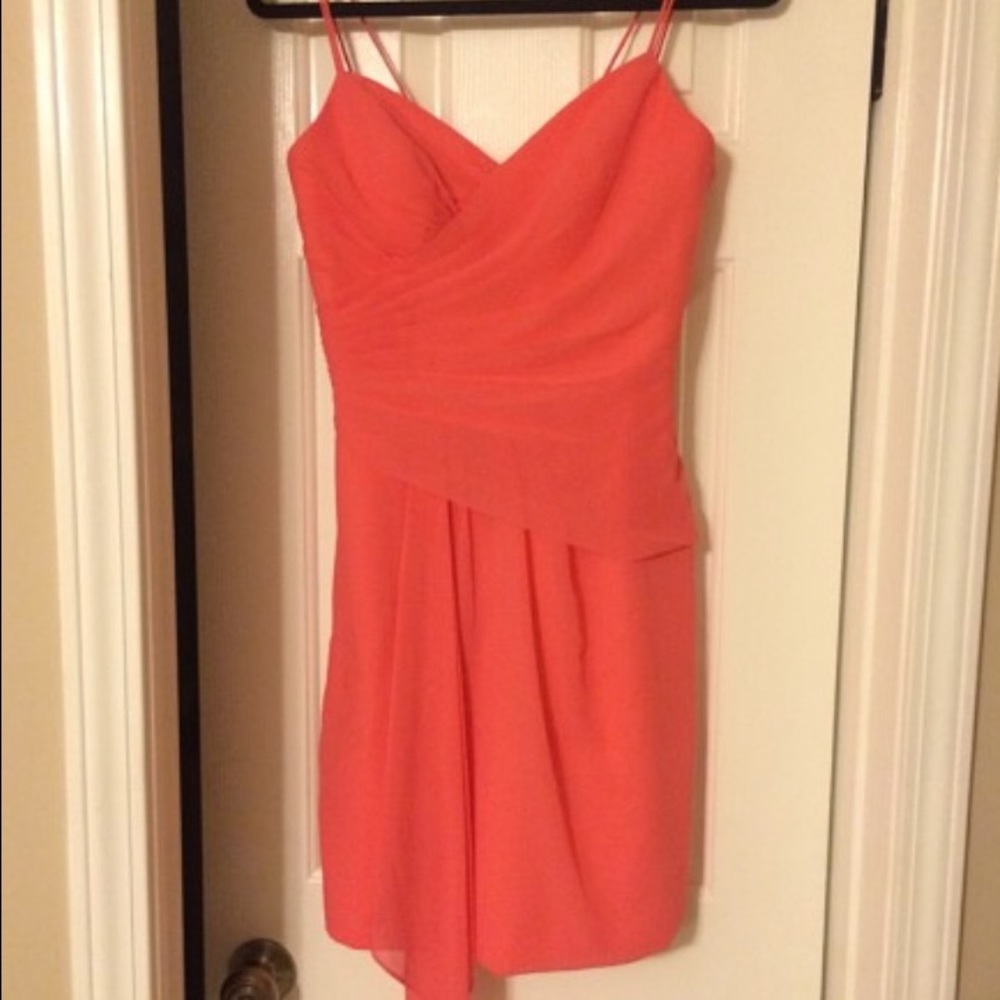 Coral chiffon short dress