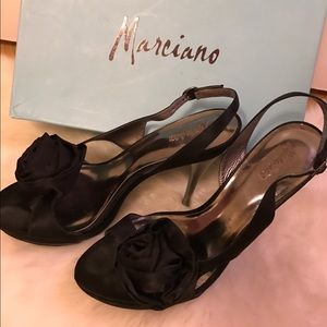 Marciano black satin heels