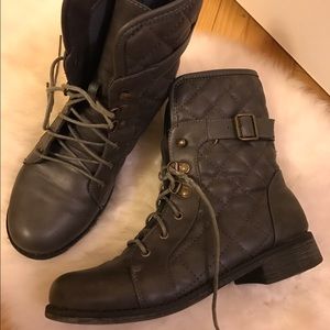 Gray combat boots