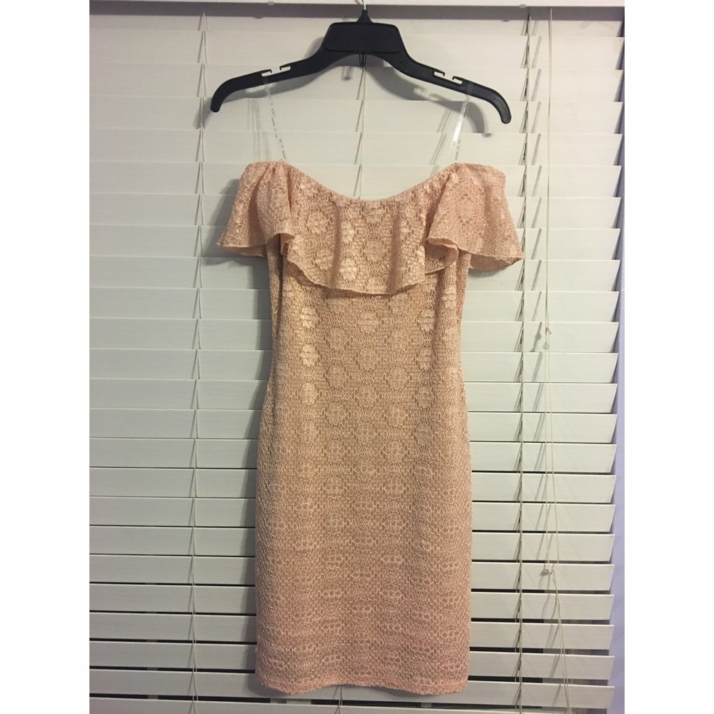 Off shoulder pink lace Bodycon dress