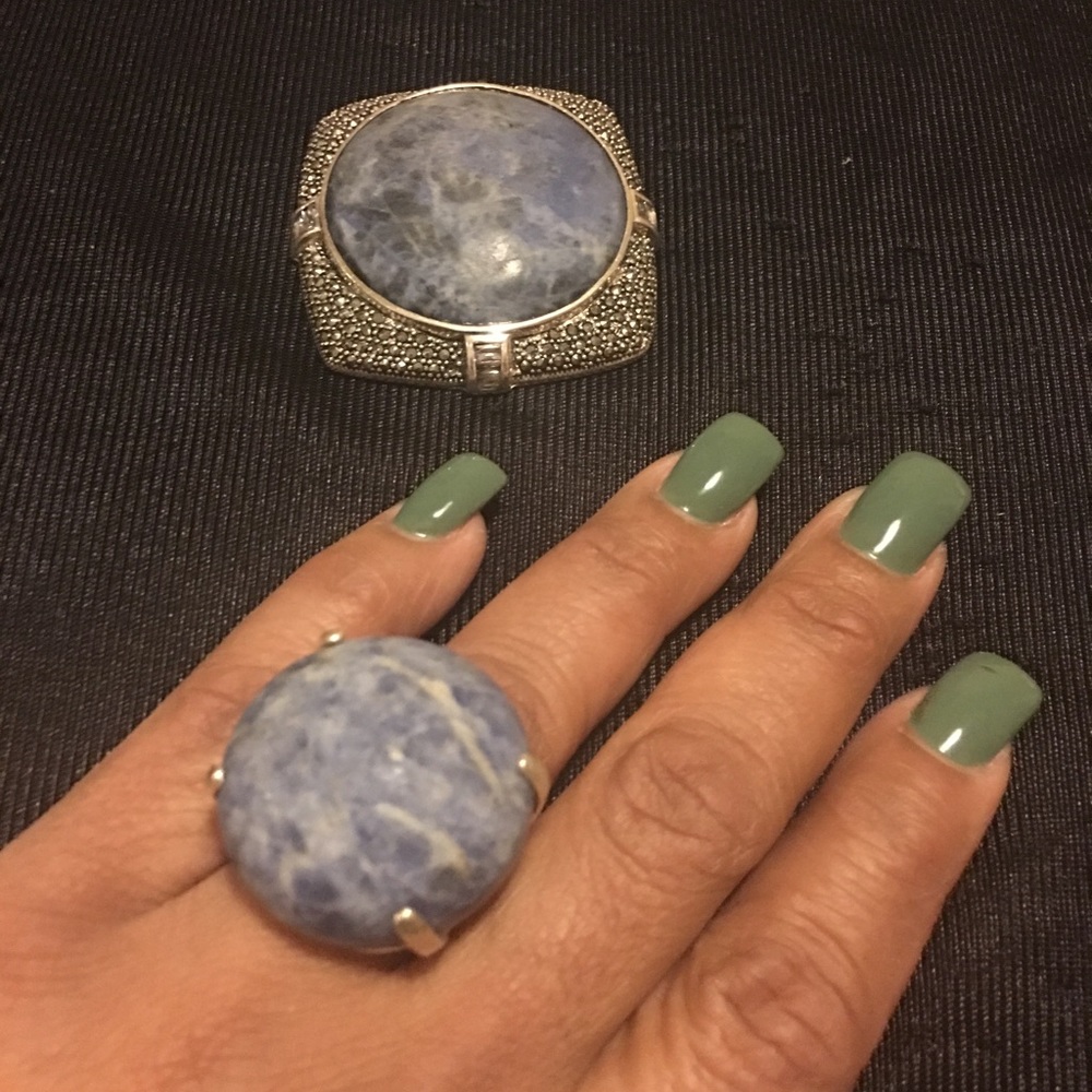 Nice blue ring & charm silver 925