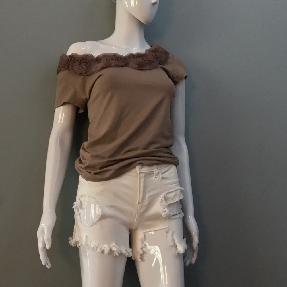Henry & Belle White Distressed Shorts