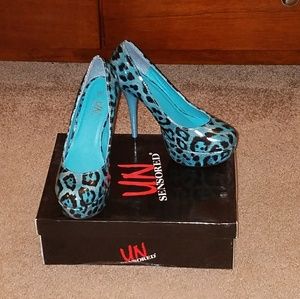 Leopard print platform heels
