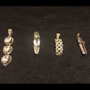 4 beautiful Clear  silver 925 charms