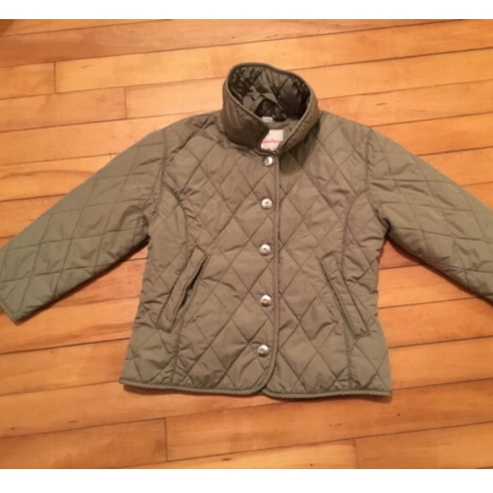 Girls Jacket---Quilted Olive Green