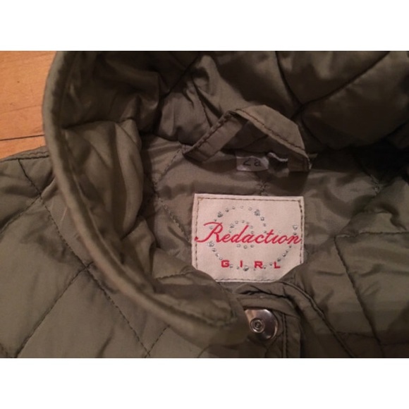 Girls Jacket---Quilted Olive Green - Picture 2 of 3
